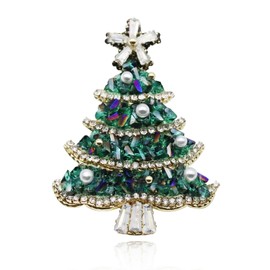 Festive and Elegant Christmas Tree Brooch Pin with Detailed Glittering Design – A Timeless Piece for Women and Men to Celebrate the Spirit of the Season