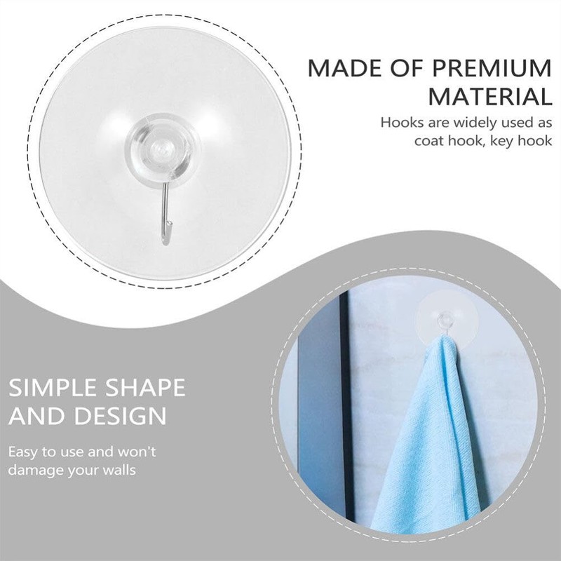 Kichvoe 8pcs Vacuum Suction Cup Hook Suction Cups Clothes Hanger