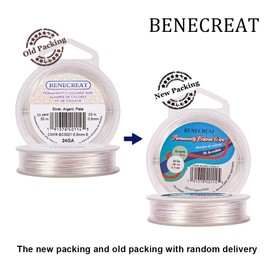 BENECREAT 24-Gauge Tarnish Resistant Silver Coil Wire, 98-Feet/33-Yard