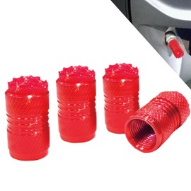 Bling Tire Valve Stem Caps for Car,4 Pack Rhinestone Crystal Metal Valve Covers – Universal Fit for Cars, SUVs, Trucks Stylish Car External Accessories for Women (Red)