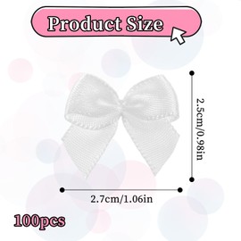 Mini Bows, 100 Pcs White Bows 1 Inch Ribbon Bows Satin Twist Tie Bows Tiny Premade Craft Bows for DIY Sewing Crafts Gift Wrapping Basket Wedding Birthday Christmas Party Scrapbooking Decorations