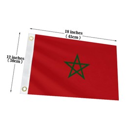 Double Sided Morocco Boat Flag 12x18IN Moroccans Marine Small Flag Bright Colors Fade Proof Nylon Truck Motorcycle Banner with 2 Brass Grommets Outside