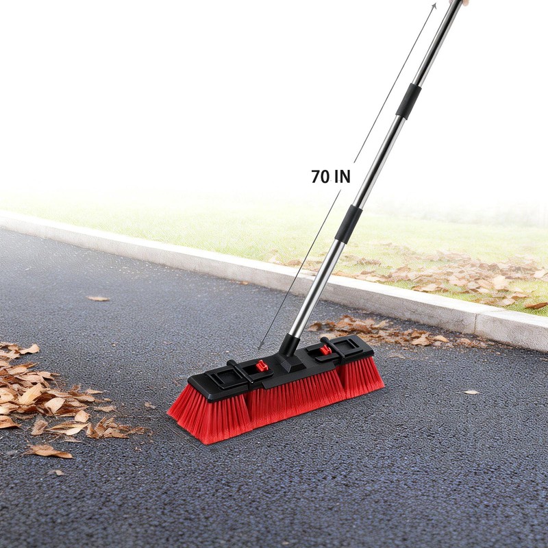 18inch Heavy-Duty Push Broom 70 in Handle Stiff Bristles Outdoor