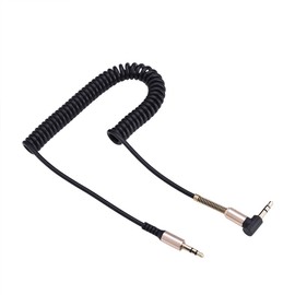 Richer-R 3.5mm Male to Male Spring Aux Cable - L-Shaped & I-Shaped Retractable Cord for Car Audio Adapter & Earphone