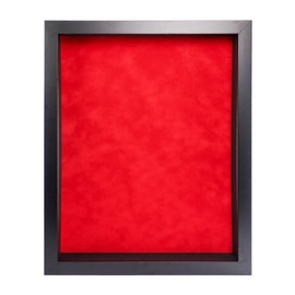 16x28 Shadow Box Frame Black Wood with a 1 3/4" Usable Display Depth Includes a Red Suede Acid-Free Backing Board, UV Resistant Acrylic, and Hanging Hardware