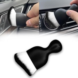 Msyuusr Car Interior Detailing Brush, Ultra Soft Bristles Dust Brush Car Cleaning Brush, Car Interior Cleaning Tool for Cleaning Panels, Air Vent, Computer, Leather (White & Black)