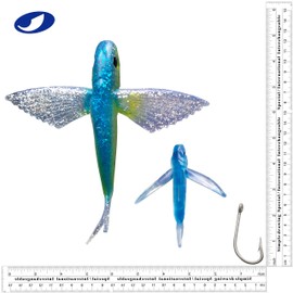 5 Pcs/Bag Blue Fly Fish Saltwater Trolling Fishing Lures Tuna Mahi Wahoo Dora Saltwater Big Game Fishing Tackle (Blue)