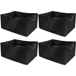 Paquete de 4 bolsas rectangulares de fieltro para cultivar, tela no tejida, contenedores de plantación gruesos con asas para verduras, patatas, tomates, interiores y exteriores, jardín, color negro