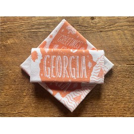 Greetings from Georgia Tea Towel, Georgia State Map, Georgia On My Mind, Single Screen Printed Cotton Kitchen Towel