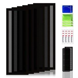 Floor Register Vent Cover 4x12 Inch, 6 Pack Magnetic Vent Covers Easy Install PVC Vent Filters Deflectors Vent Mesh Covers for Home Floor, Wall, Ceiling, Catch Debris Hair Dust (Black, 6Pcs)