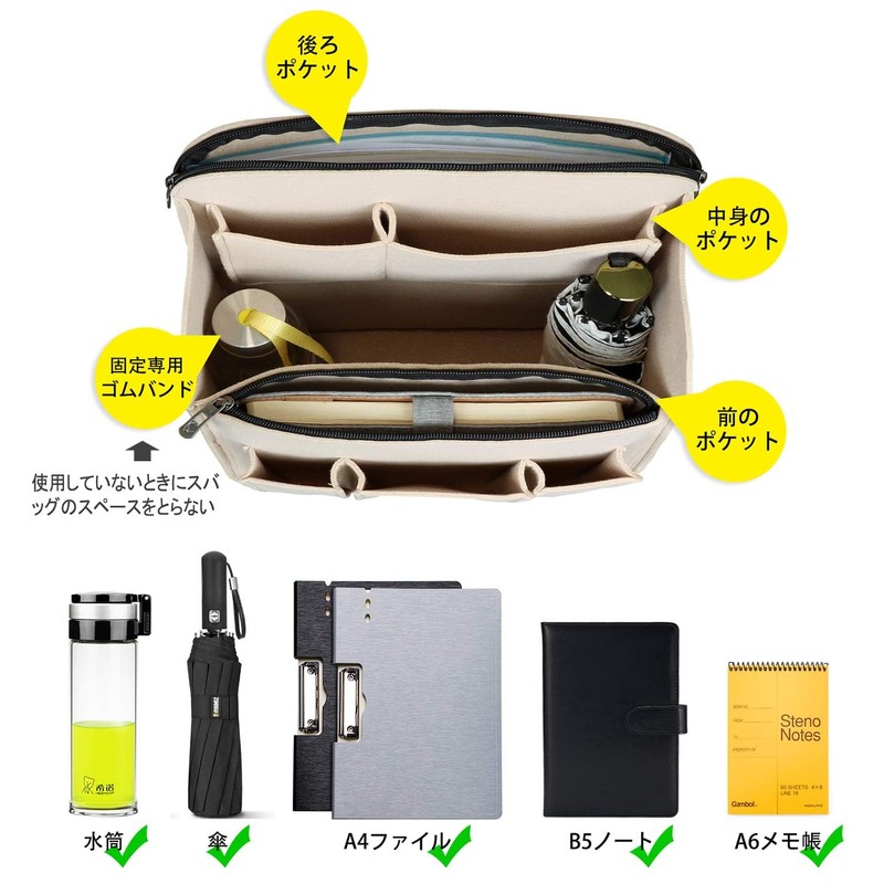 VANCORE Back-In Backpack, Vertical, A4, A5, B5, Backpack-In Bag, Organize