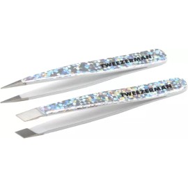 TWEEZERMAN 트위저만 홀리그래픽 마이크로 미니 슬랜트 포인트 핀셋 세트 - 남녀용 눈썹 Tweezerman Holy Graphic Micro Mini Slant Point Pinset Set - Unisex Eyebrow [Hollygraphic]
