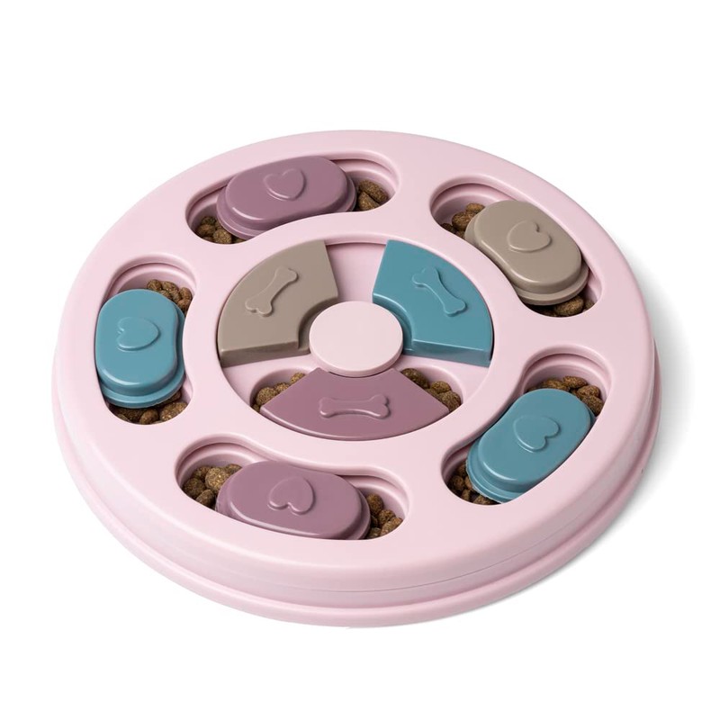 Educational Toy for Dogs, Pink, Interactive Game for Treats, Slow