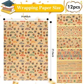 Happy Birthday Paper 12 Sheets Birthday Wrapping Paper 28x20in Folded Flat Gift Wrapping Paper 4 Style Gift Wrapping Paper Gift Wrapping Supplies Funny Wrapping Paper Birthday Wrapping Paper Roll