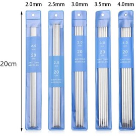 5Pcs Double Pointed Stainless Steel Knitting Needles Set, Long Knitting Needles Sweater Crochet DIY Accessories Knitting and Crochet (Silver, 2mm)