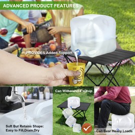 RISEPRO Collapsible Water Container with Spigot, 10L BPA Free Water Storage Jug Water Canteen for Outdoor Camping Hiking & Emergency Survival Kit, Foldable Portable (2.6 Gal, 2-pk)