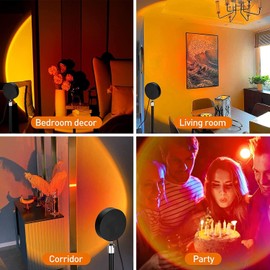 Sunset Lamp Projection, Sunset Night Light Rainbow Projector 180° 16 Color Changing 4 Modes, Vlog, Photography, Decorative, Party Decor, Gift for Women(16 Color)