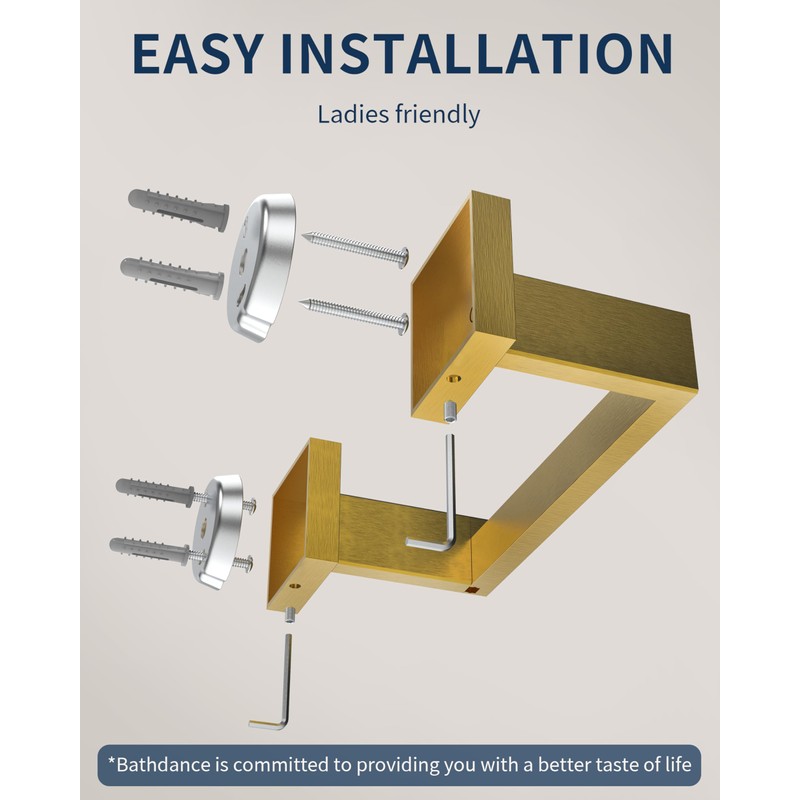 BATHDANCE Toilet Paper Holder Wall Mount, Square Stainless Steel Rustproof