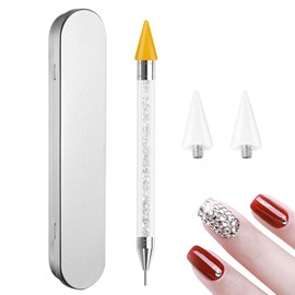 Dual-Ended Rhinestone Picker Dotting Pen with Two Interchangeable Wax Heads, Dotting Pen for Nail Art, DIY Decoration, Rhinestones, Gemstones, Crystals, Jewellery Picking Tool