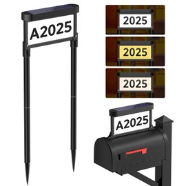 Solar Address Sign Light Double-Sided with Stakes & Mailbox Mount, 2000mAh Battery, LED House Numbers for Yard or Wall, Waterproof Solar Powered Address Plaque with Dusk to Dawn Sensor, 3 Light Modes, Includes 4 Sets of Numbers