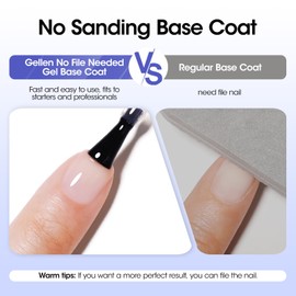 Gellen Gel Base and Top Coat, 18ml Crystal Top Coat Nail Polish Anti-scratch, No Sanding Base Coat Soak Off UV Light Cured, Clear Super Glossy Gel Top Coat, Gel X Nail Base Coat Gel Polish for Salon