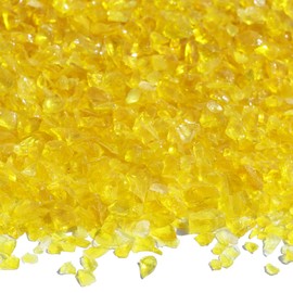 QYGL Crushed Glass for Resin Art, DIY Crafts, and Home Decor - 0.9LB Yellow Broken Glass Pieces 3-6mm, for Vase Fillers, Tabletop Fire Pit, and Aquarium Rocks