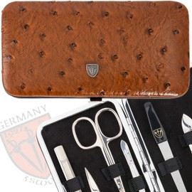 3 Swords Germany - brand quality 7 piece manicure pedicure grooming kit set synthetic leather case in gift box, Made by 3 Swords