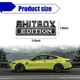 Dickno SHITBOX Edition Emblem Car Decal, 3D Metal Auto Front Hood Letter Badge with Strong Adhesive, Universal Fender Badge Sticker, Vehicle Exterior Decor Accessories for Car SUV (Black & White)