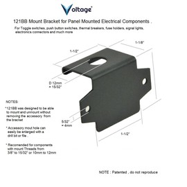 Bracket for Panel Mount Electrical Components Like Push Button Circuit Breaker ,Toggle Switch, Led Indicator Panel Mount Connector, Fuse and More, 121BB