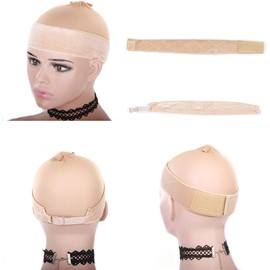 Bandas de agarre para peluca para mujer, 2 piezas de banda de agarre ajustable para peluca para encaje frontal, antideslizante, bufanda, sombrero, peluca (beige)