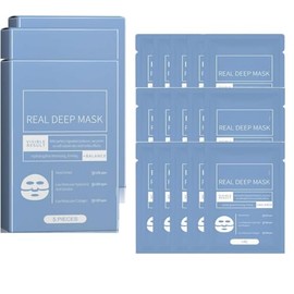 Mascarilla Facial de Colágeno, Minimiza Poros y Mejora Elasticidad, Tratamiento Reafirmante para Rostro (Azul-3 Cajas-15Piezas)                       