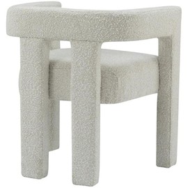 Meridian Furniture Athena Collection Modern | Contemporary Boucle Fabric Upholstered Accent | Dining Chair, 25" W x 21" D x 27" H, Cream