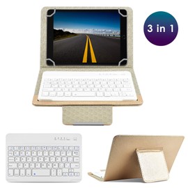 DETUOSI Universal 7.0 inch Android Tablet Case with Keyboard, Removable Wireless Bluetooth Keyboard + PU Leather Folio Book Cover + Stand, Travel Portable Sleeve for iOS/Android/Windows System Tablet