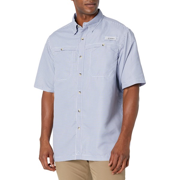 HABIT Camisa de Pesca de Manga Corta para Hombre, Azul Patriot Seafarer Check, pequeño