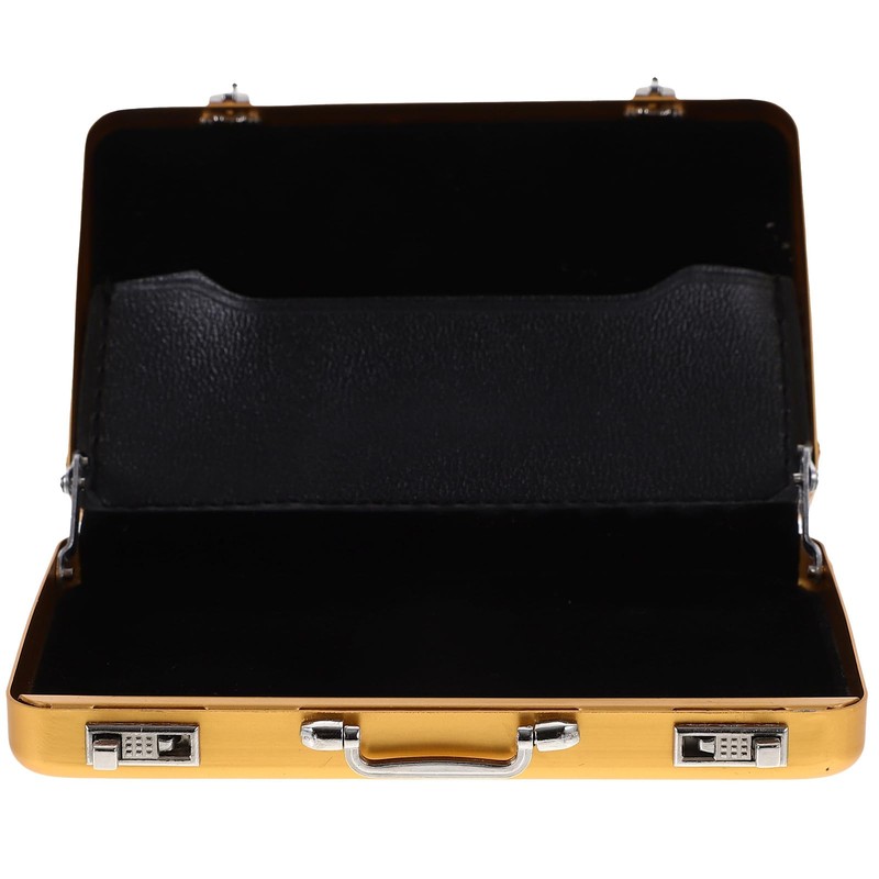 Tofficu Golden Mini Briefcase Metal Business Card Holder - Portable