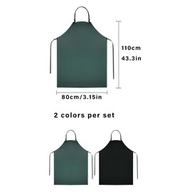 ZHYUAN Pack of 2 Waterproof Rubber Vinyl Aprons, Unisex Apron, Waterproof Oil-Resistant PVC Apron, Waterproof Rubber Aprons, Chemical-Resistant Work Apron, Work Apron, Black, Green