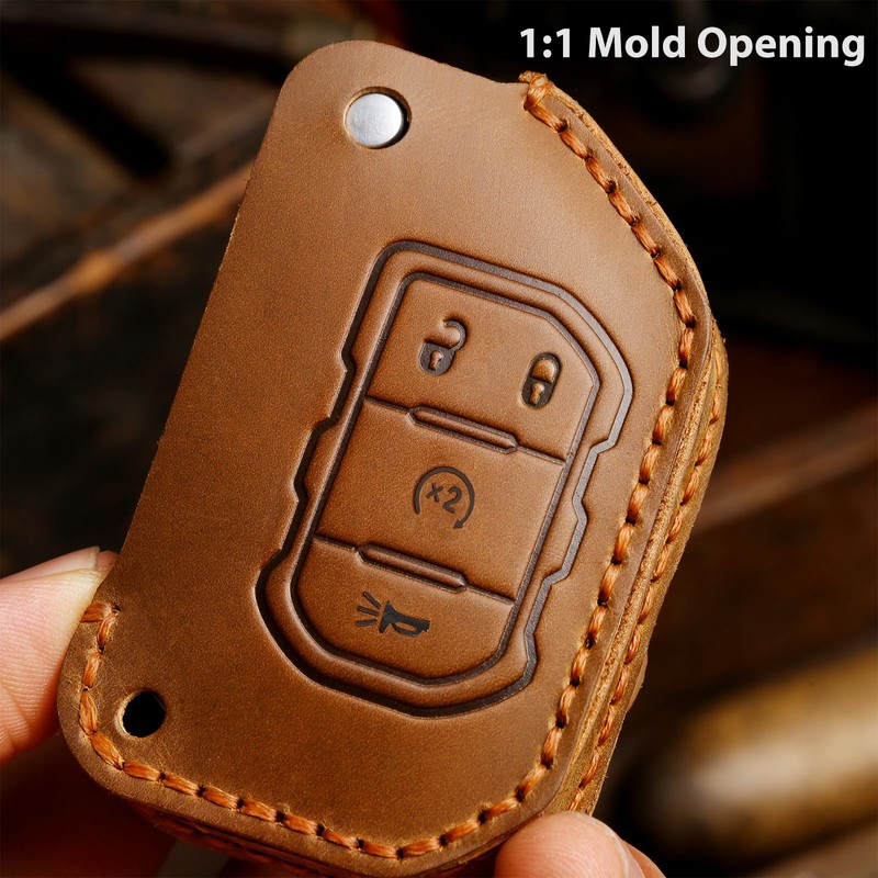 Aoocar 2018-2025 Flip Type Leather Key Fob Cover, Compatible with
