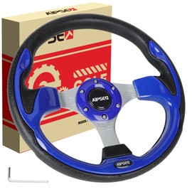 AIPSET Universal Golf Cart Steering Wheel Compatible with EZGO TXT, RXV/Club Car DS, Precedent, Tempo/Yamaha, 12.5 Inch Classic Steering Wheel with PVC Leather Grip