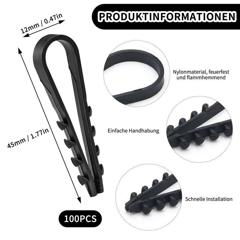 FLEXNOVA Loop Dowels, Pack of 100 Dowel Clamp 5-10 mm