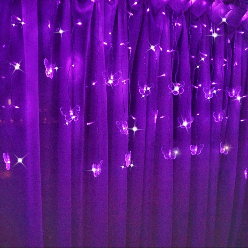 Butterfly Curtain Fairy String Lights, 120LED 8 Modes USB Powered