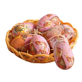 6pcs Vintage Style Hanging Foam Easter Eggs Easter Tree Decorations Hanging Easter Eggs, Hand Painted Eggs Easter Ornaments for Tree Basket DIY Crafts Easter Party Favors