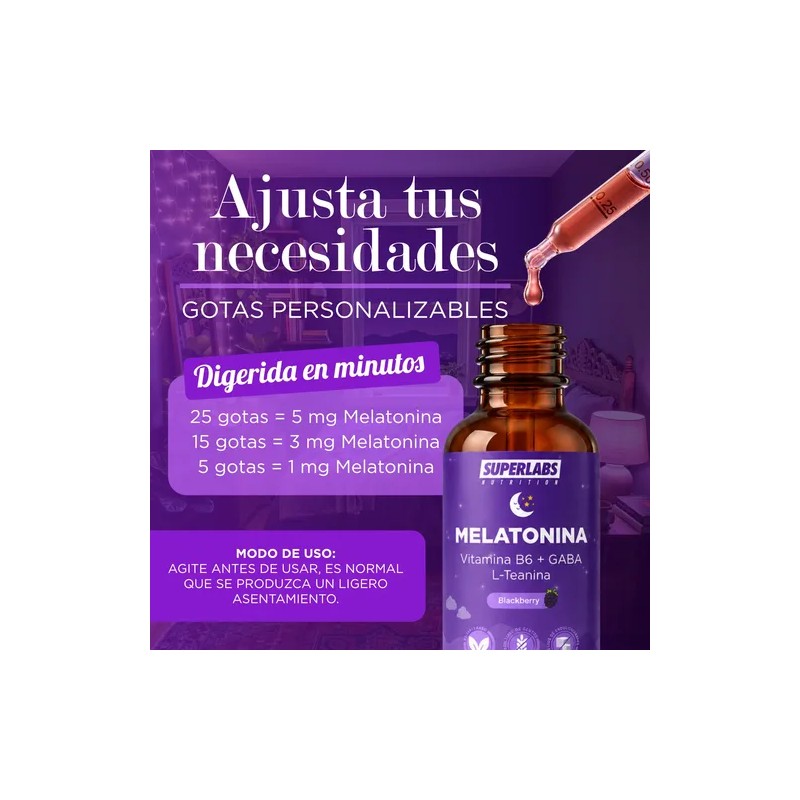 Superlabs Melatonina Líquida 5mg gabal-teaninavitaminab6