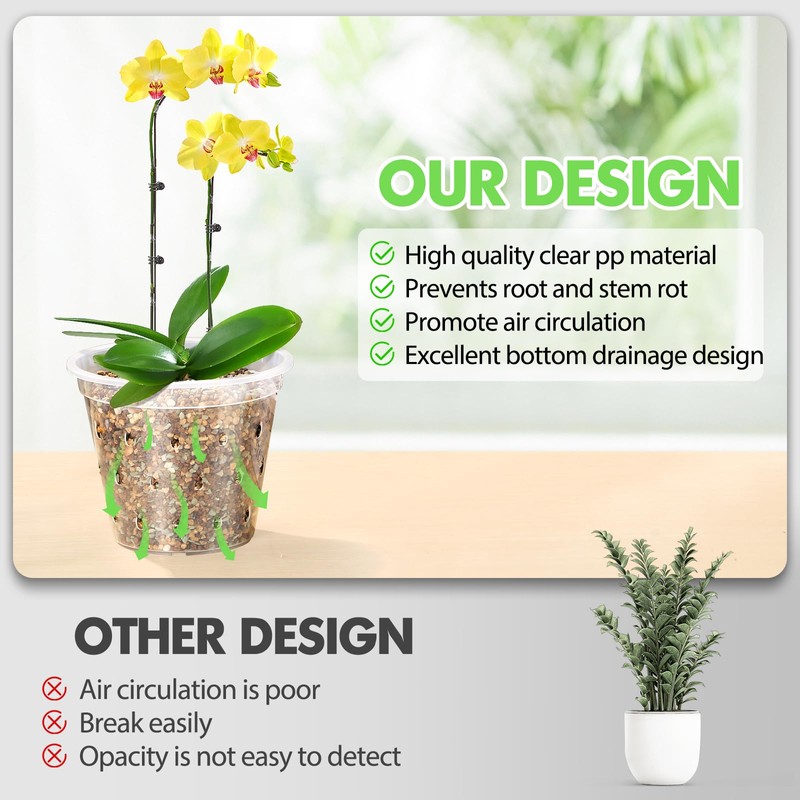 RAOOKIF 4 5 6 7 Inch Clear Orchid Pots, 8