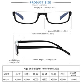 Henotin 4 Pair Reading Glasses for Women Men Readers Half Moon Frame Blue Light Blocking Spring Hinge Eyeglasses (A-mix, 1.50, diopters)
