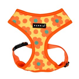 Puppia Bacopas Dog Harness A (Over-The-Head) Fashionable Flower Pattern Spring Summer Harness for Small and Medium Dogs, Orange, Medium