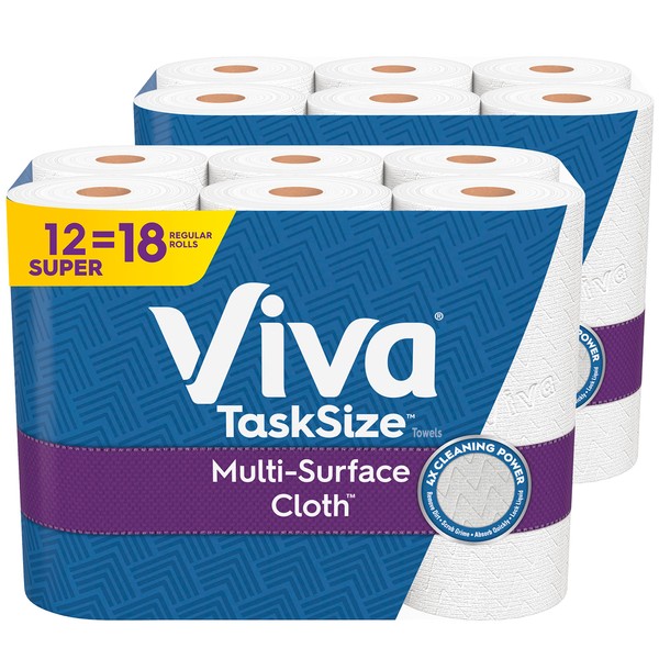 Viva Multi-Surface Cloth Paper Towels, Task Size - 12 Super Rolls (81 Sheets per Roll)