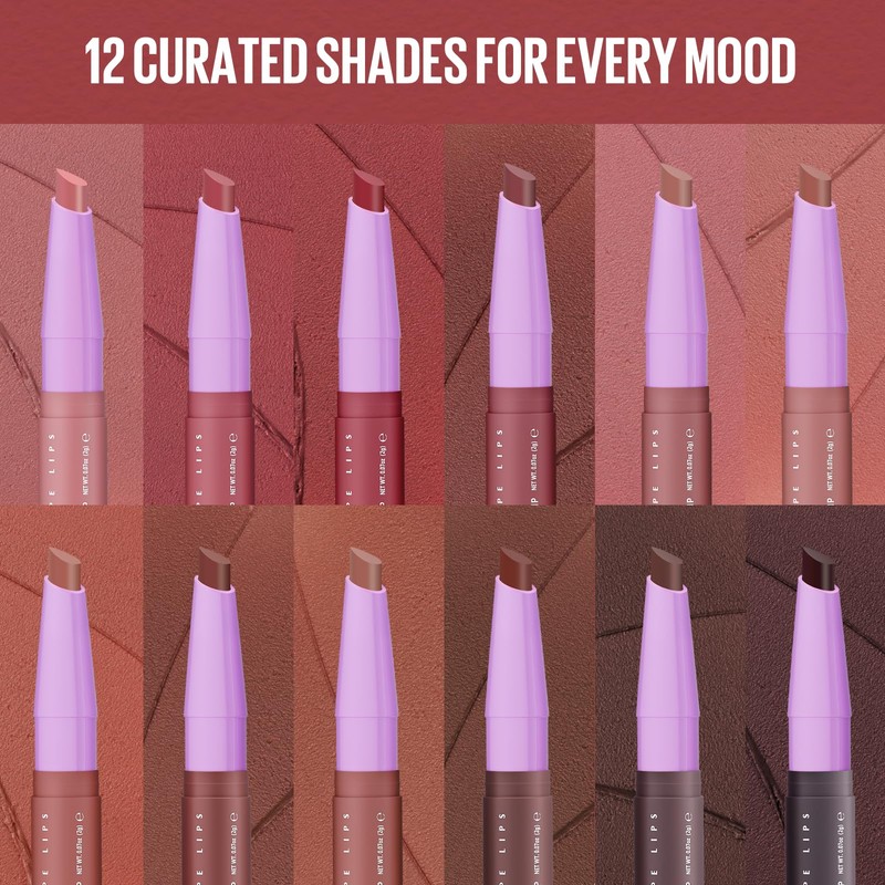 6PCS Matte Lipstick Set for Women, Brown Nude Lipstick Kit