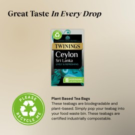 Twinings Ceylon Tea | Lively, Crisp & Refreshing Black Tea | Sri Lankan Tea Blend | 40 Biodegradable Tea Bags