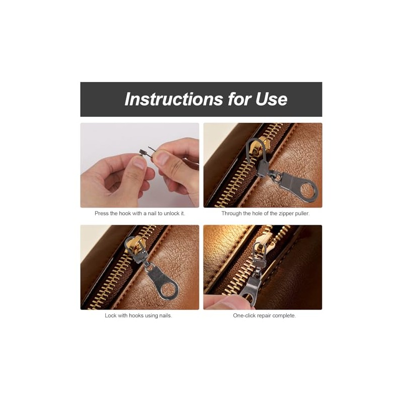 8pcs Zipper Pull Replacements, Zinc Alloy Detachable Replacement Zipper Pull