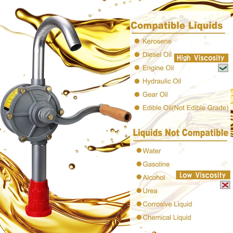 15-55 Gallon Rotary Hand Drum Pump, Heavy Duty Aluminum Barrel
